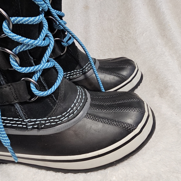 Sorel Joan Of Arctic Knit Waterproof Snow Boots Black Houndstooth Aqua 7 - Picture 4 of 16